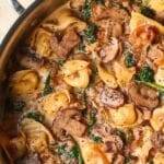 Creamy Spinach Mushroom Tortellini with Caramelized Onions