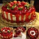 Strawberry Shortcake Crunch Cake with Cream Cheese Frosting