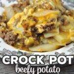 CROCKPOT BEEFY POTATO TACO CASSEROLE!!