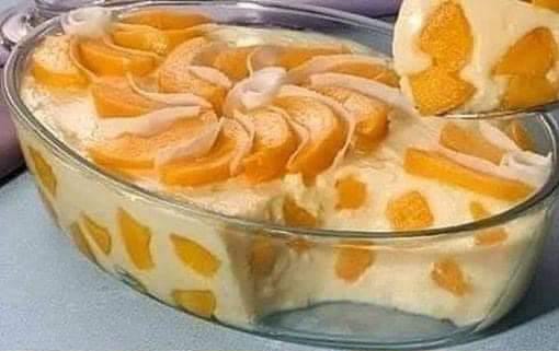 Peach ice cream dessert