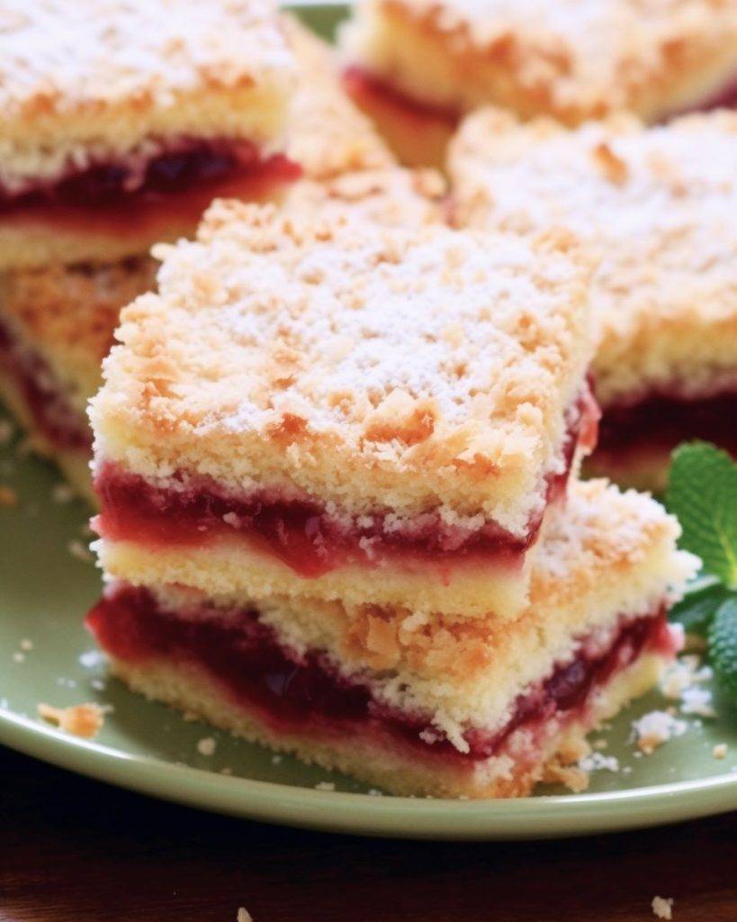 Raspberry Jam Coconut Slice